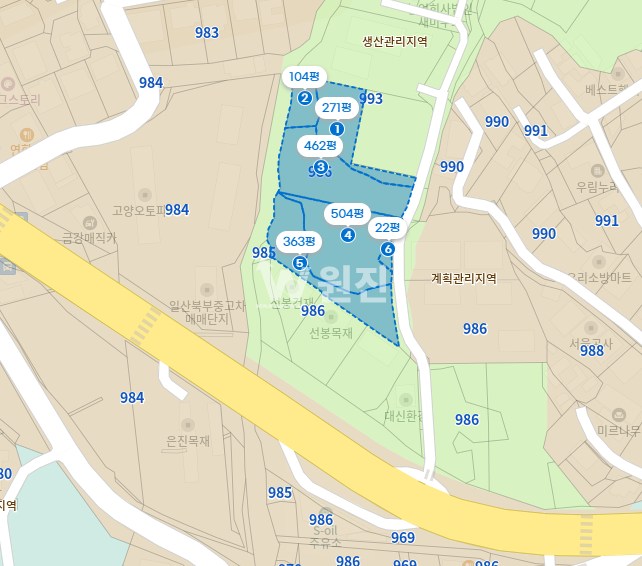 경기 고양일산동구 성석동 원진. 성석동 1700평 토지 매매 매매 매물번호 10486 사진 1